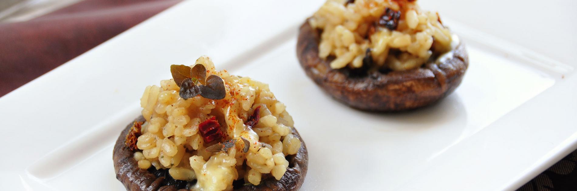 Portobellos stuffed with risotto