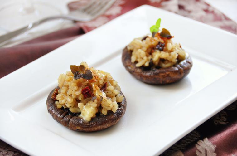 Portobellos stuffed with risotto