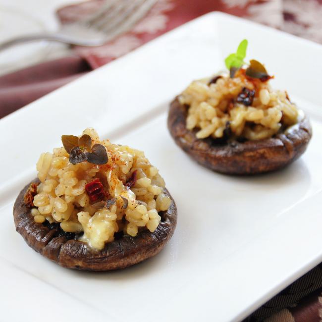 Portobellos stuffed with risotto