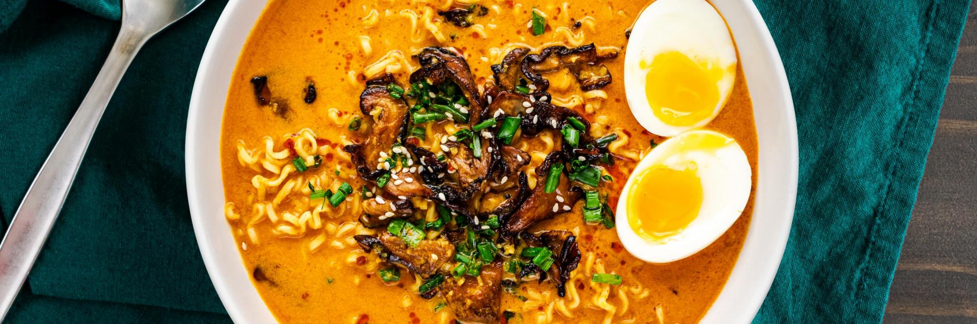 Coconut curry ramen with dried shiitake